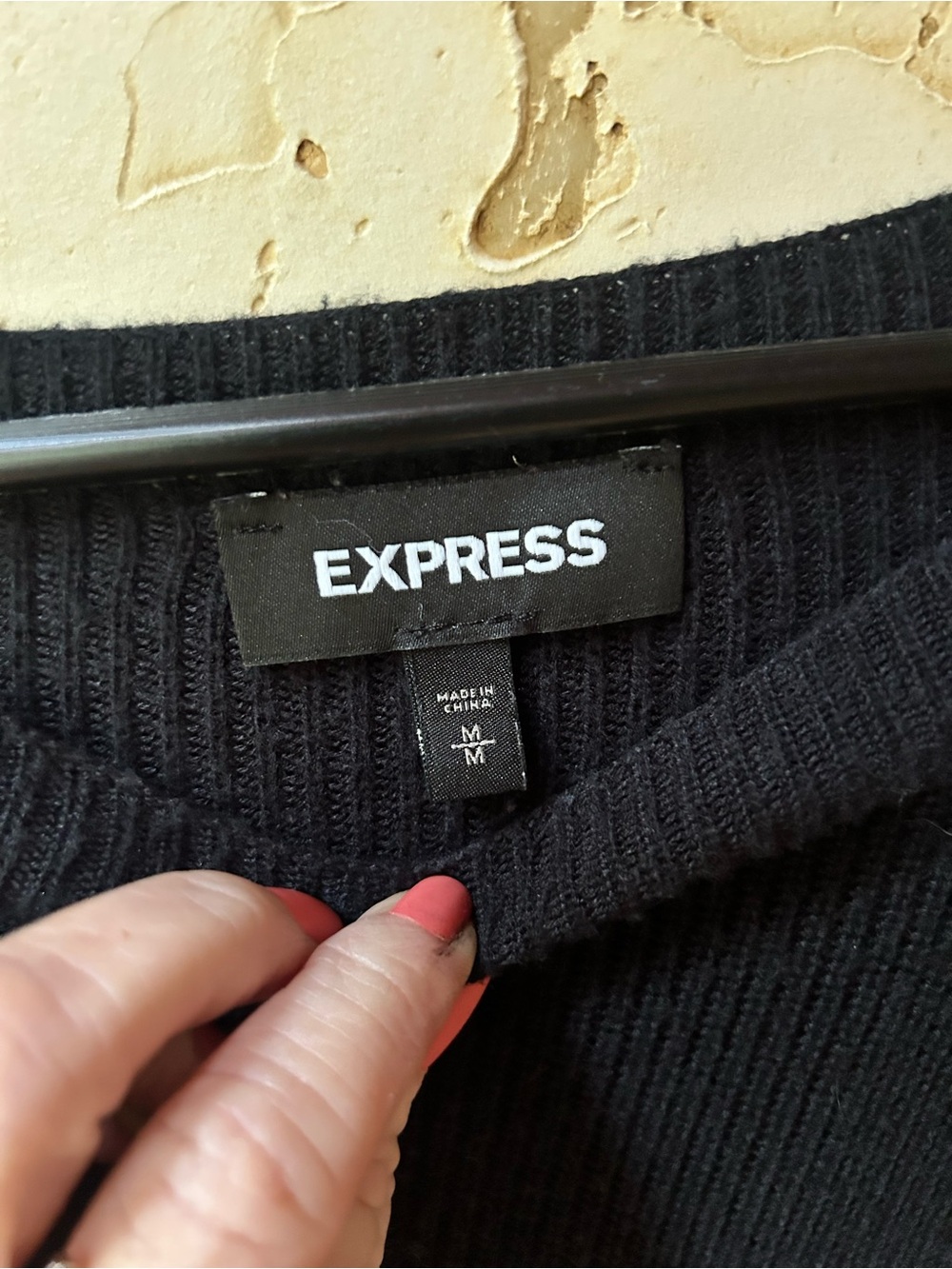 Express Black Boatneck Knit Sweater Size Medium M - Picture 6 of 6